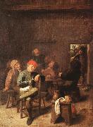 BROUWER, Adriaen Peasants Smoking and Drinking f oil on canvas